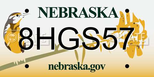 8HGS57 Nebraska License Plate