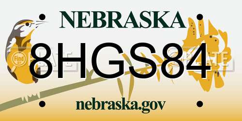 8HGS84 Nebraska License Plate