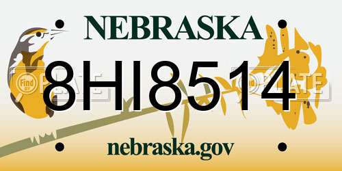 8HI8514 Nebraska License Plate