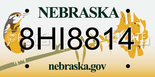 8HI8814 Nebraska License Plate
