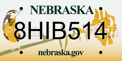 8HIB514 Nebraska License Plate