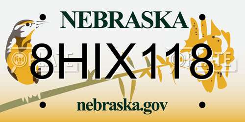 8HIX118 Nebraska License Plate
