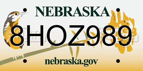 8HOZ989 Nebraska License Plate