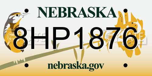 8HP1876 Nebraska License Plate