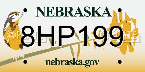 8HP199 Nebraska License Plate