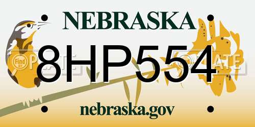 8HP554 Nebraska License Plate