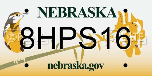 8HPS16 Nebraska License Plate