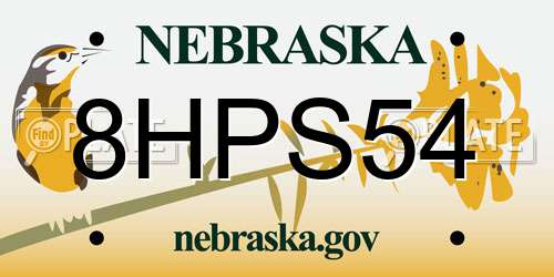 8HPS54 Nebraska License Plate