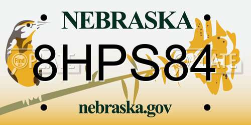 8HPS84 Nebraska License Plate