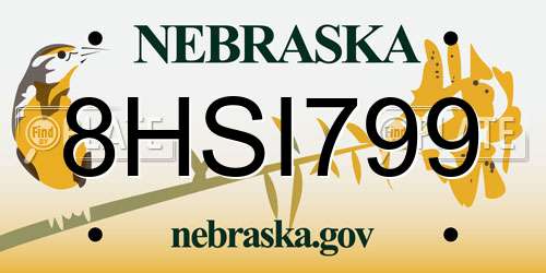 8HSI799 Nebraska License Plate