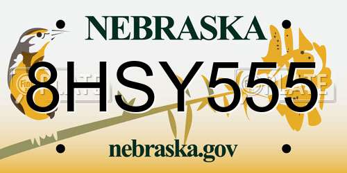 8HSY555 Nebraska License Plate