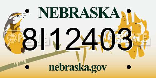 8I12403 Nebraska License Plate