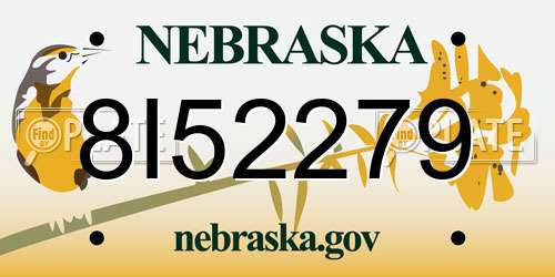 8I52279 Nebraska License Plate