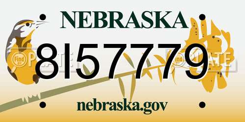8I57779 Nebraska License Plate