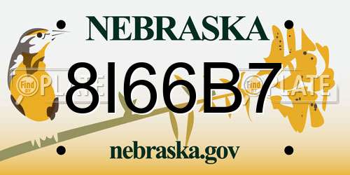 8I66B7 Nebraska License Plate