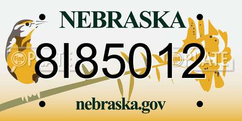 8I85012 Nebraska License Plate