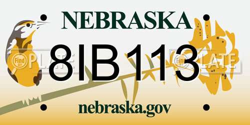 8IB113 Nebraska License Plate