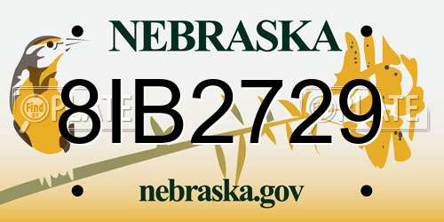 8IB2729 Nebraska License Plate