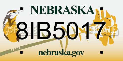 8IB5017 Nebraska License Plate