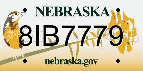 8IB7779 Nebraska License Plate