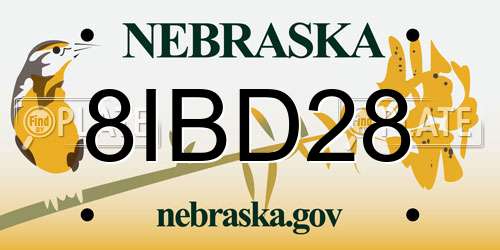 8IBD28 Nebraska License Plate