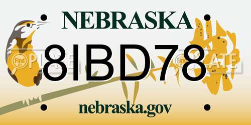 8IBD78 Nebraska License Plate