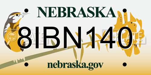 8IBN140 Nebraska License Plate