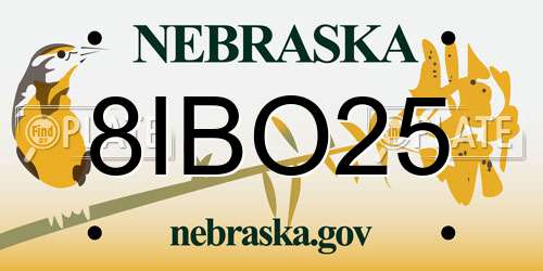 8IBO25 Nebraska License Plate