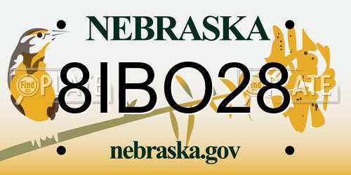 8IBO28 Nebraska License Plate