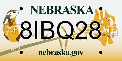 8IBQ28 Nebraska License Plate