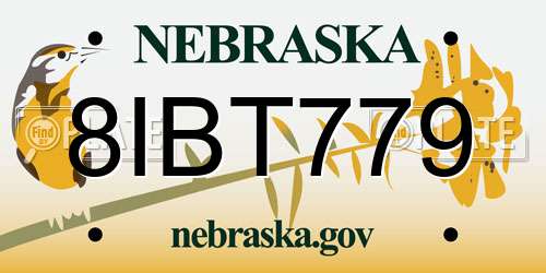 8IBT779 Nebraska License Plate