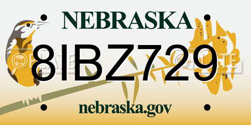 8IBZ729 Nebraska License Plate