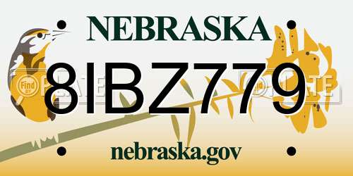8IBZ779 Nebraska License Plate