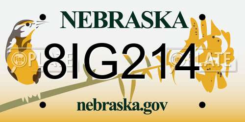 8IG214 Nebraska License Plate