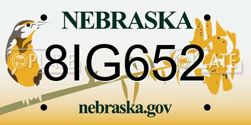 8IG652 Nebraska License Plate