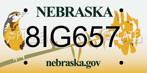 8IG657 Nebraska License Plate