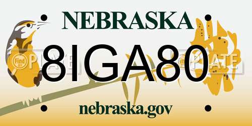 8IGA80 Nebraska License Plate