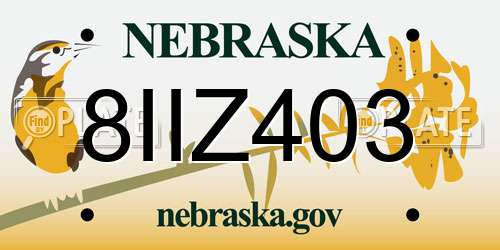 8IIZ403 Nebraska License Plate