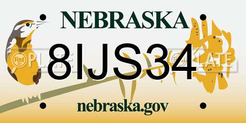 8IJS34 Nebraska License Plate