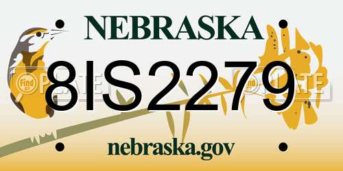 8IS2279 Nebraska License Plate