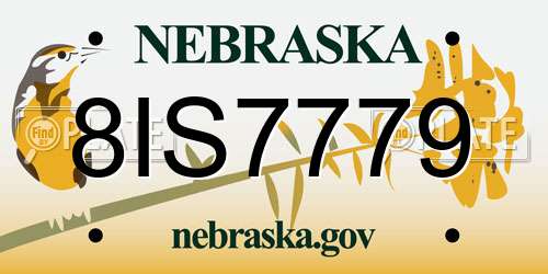 8IS7779 Nebraska License Plate
