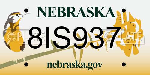 8IS937 Nebraska License Plate