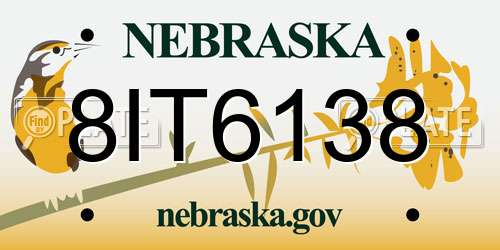 8IT6138 Nebraska License Plate
