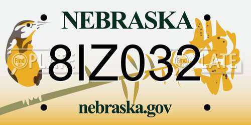 8IZ032 Nebraska License Plate