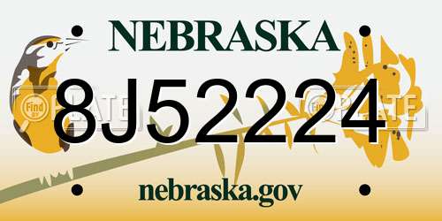 8J52224 Nebraska License Plate