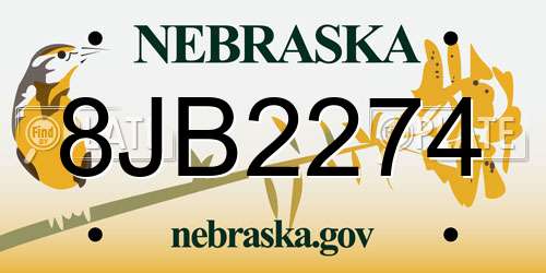 8JB2274 Nebraska License Plate