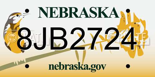 8JB2724 Nebraska License Plate