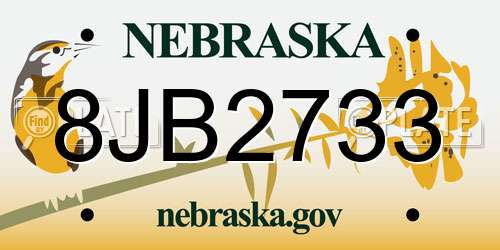 8JB2733 Nebraska License Plate