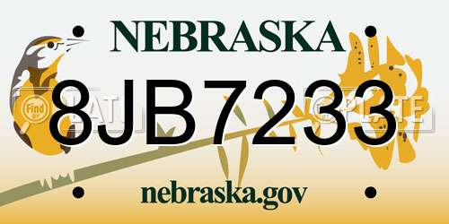 8JB7233 Nebraska License Plate