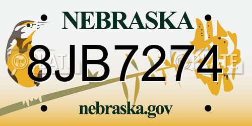 8JB7274 Nebraska License Plate